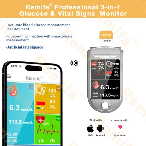 𝐑𝐞𝐦𝐢𝐟𝐚® 𝐏𝐫𝐨𝐟𝐞𝐬𝐬𝐢𝐨𝐧𝐚𝐥 𝟑𝐢𝐧𝟏 𝐆𝐥𝐮𝐜𝐨𝐬𝐞 & 𝐕𝐢𝐭𝐚𝐥 𝐒𝐢𝐠𝐧𝐬 𝐌𝐨𝐧𝐢𝐭𝐨𝐫